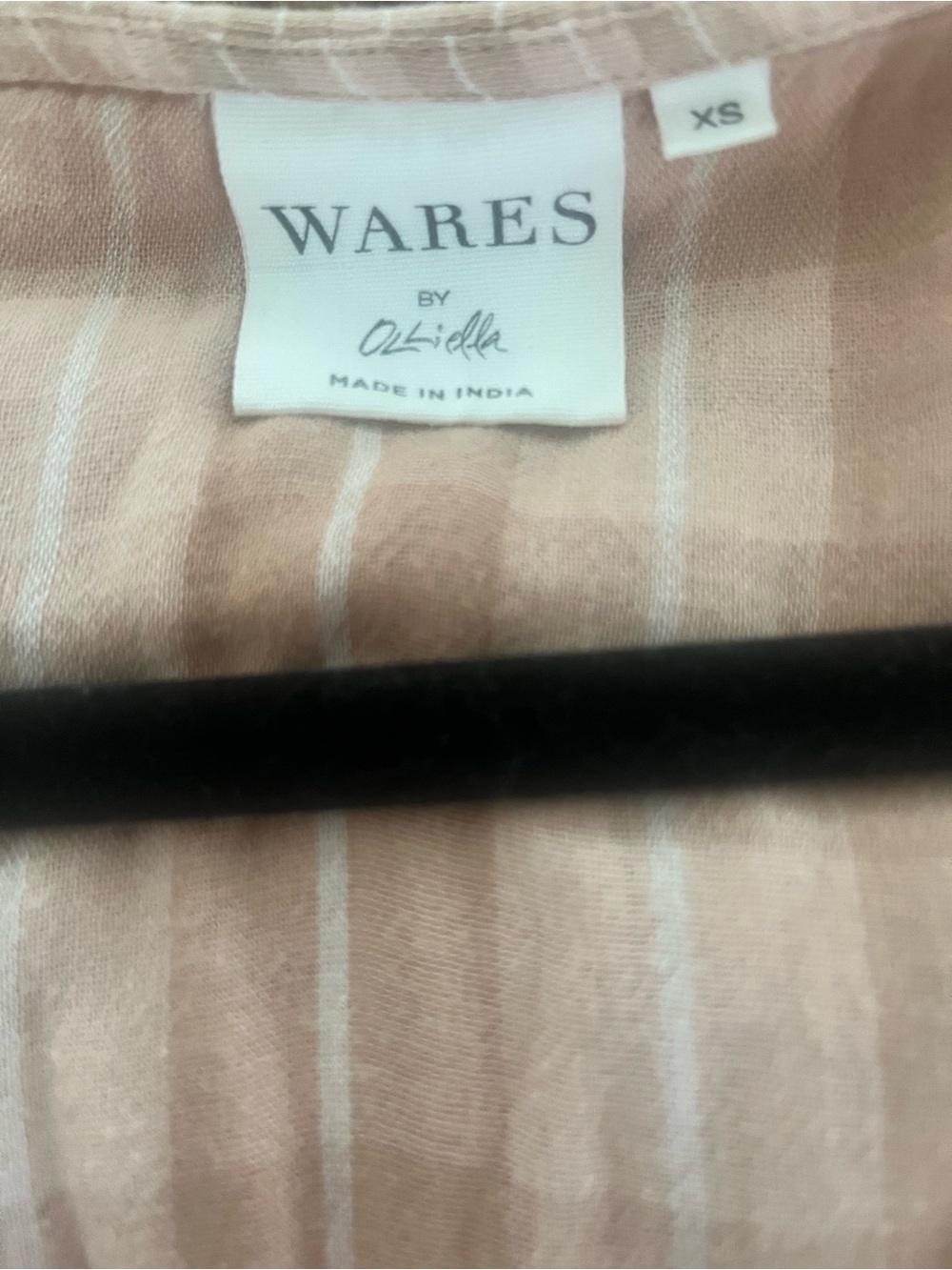 Olli Ella wares XS organic cotton Women’s Button-Front Midi Dress in Peach Plaid - Picture 7 of 10